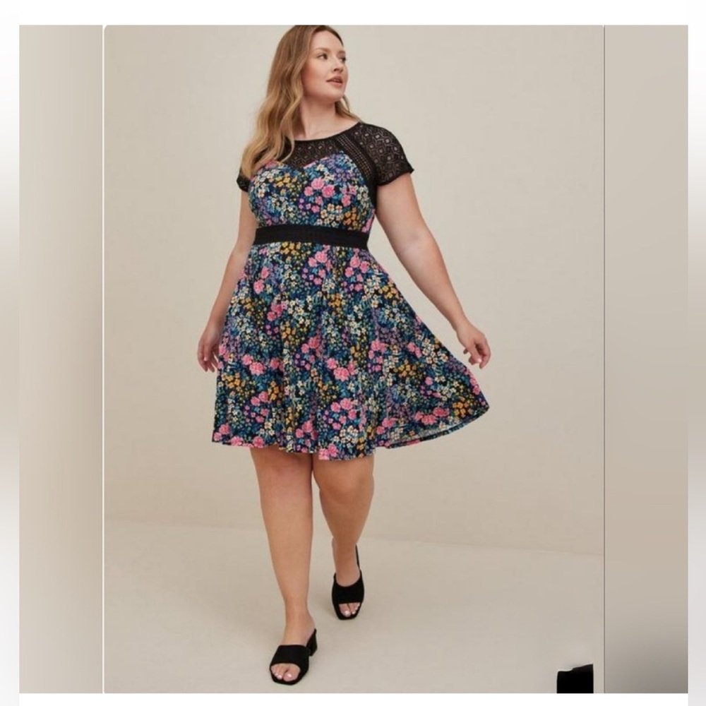 Torrid Super Soft Lace Inset Skater Dress 2